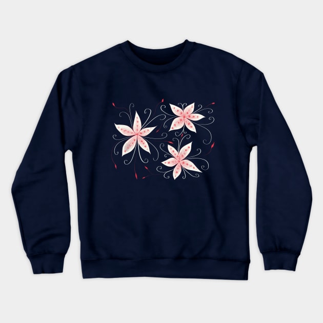 Beautiful Flowers In Red And White Crewneck Sweatshirt by Boriana Giormova